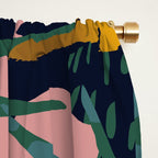 Exotic Golden Jungle Leopard & Pink Palm Leaf Geometric Pattern Window Curtain Gallery Image 2