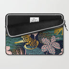 Exotic Golden Jungle Leopard & Pink Palm Leaf Geometric Pattern Laptop Sleeve Gallery Image 2
