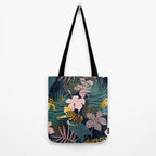 Exotic Golden Jungle Leopard & Pink Palm Leaf Geometric Pattern Tote Bag Gallery Image 2
