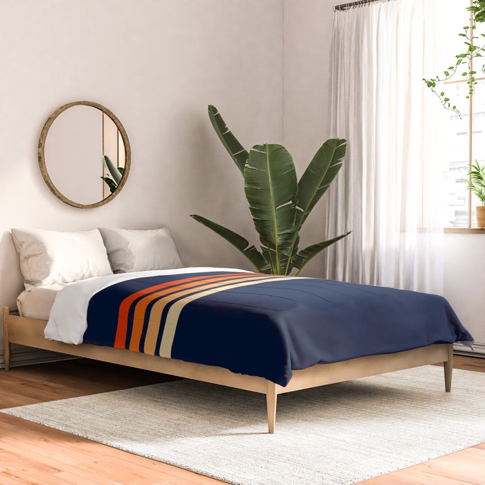 Minimal Orange Abstract Retro Racing Stripes 70s Style - Bluesane Comforter Gallery Image 2