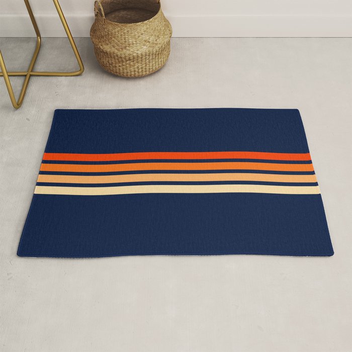 Minimal Orange Abstract Retro Racing Stripes 70s Style - Bluesane Rug Gallery Image 1