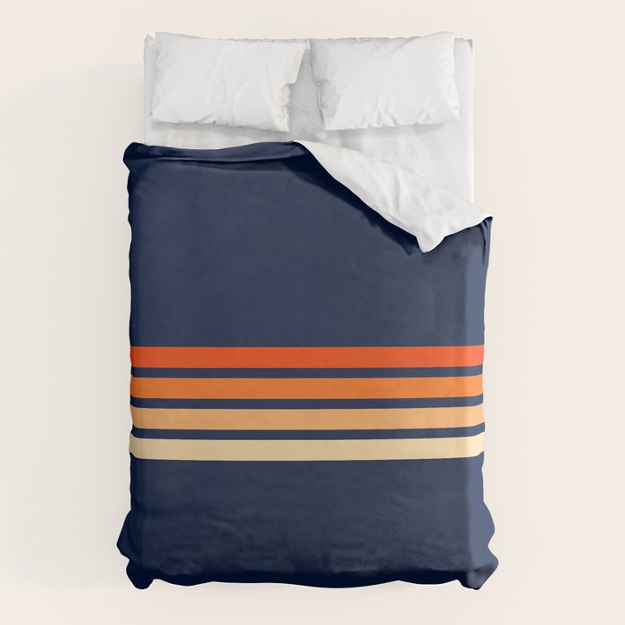 Minimal Orange Abstract Retro Racing Stripes 70s Style - Bluesane Duvet Cover