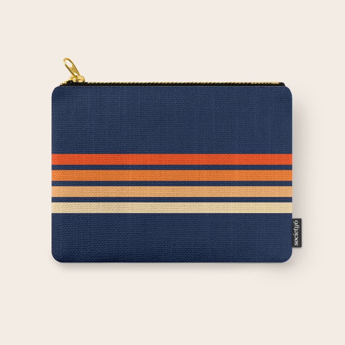 Minimal Orange Abstract Retro Racing Stripes 70s Style - Bluesane Carry All Pouch Gallery Image 1