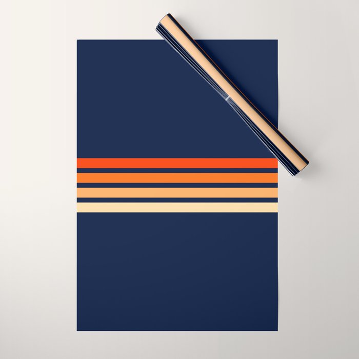 Minimal Orange Abstract Retro Racing Stripes 70s Style - Bluesane Wrapping Paper Gallery Image 1