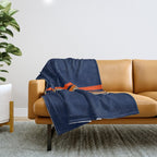 Minimal Orange Abstract Retro Racing Stripes 70s Style - Bluesane Throw Blanket Gallery Image 1