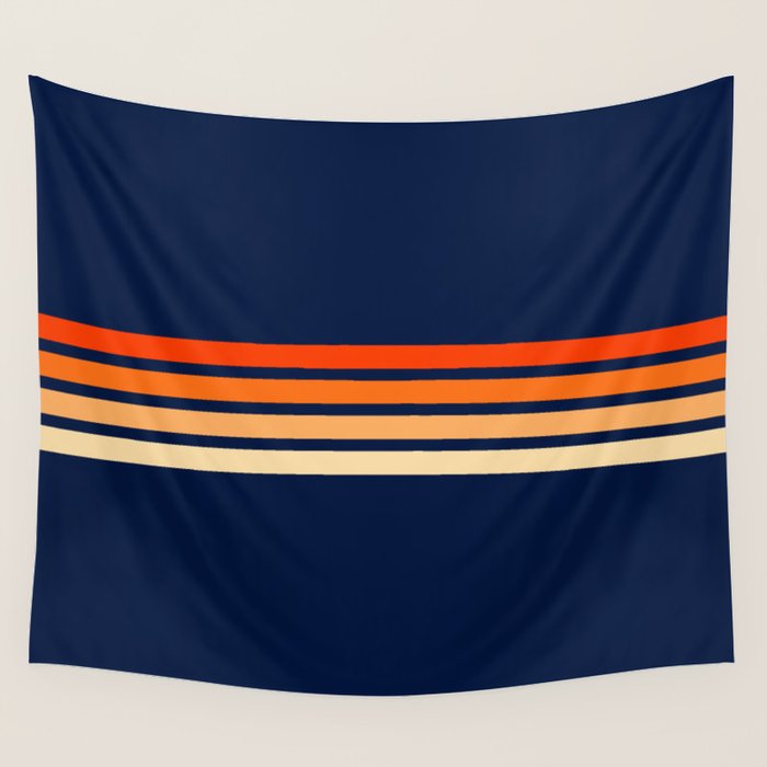 Minimal Orange Abstract Retro Racing Stripes 70s Style - Bluesane Wall Tapestry Gallery Image 1