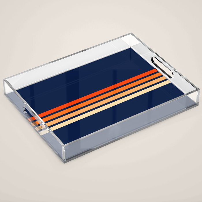 Minimal Orange Abstract Retro Racing Stripes 70s Style - Bluesane Acrylic Tray Gallery Image 1