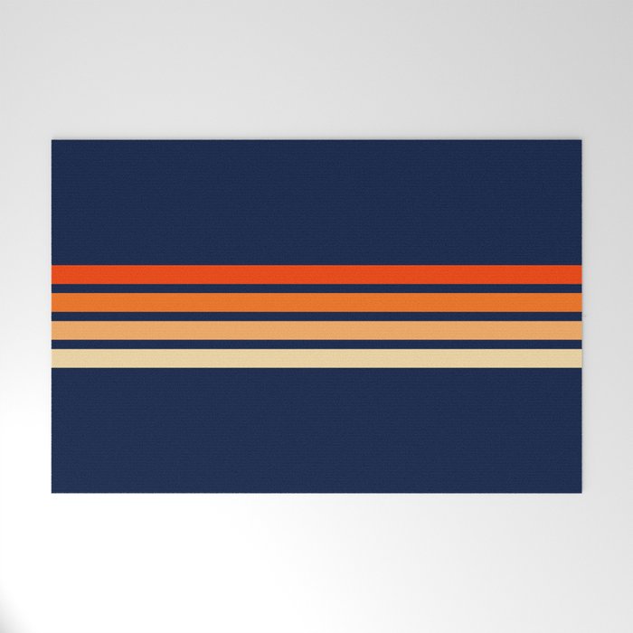Minimal Orange Abstract Retro Racing Stripes 70s Style - Bluesane Welcome Mat Gallery Image 1