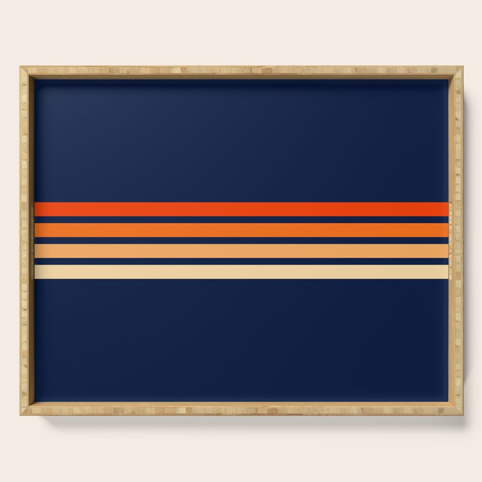 Minimal Orange Abstract Retro Racing Stripes 70s Style - Bluesane Serving Tray Gallery Image 1