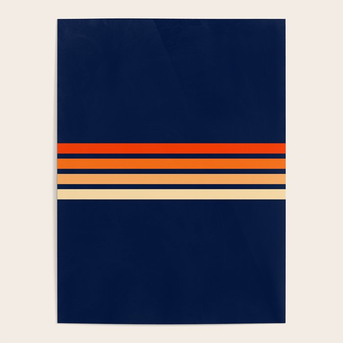 Minimal Orange Abstract Retro Racing Stripes 70s Style - Bluesane Poster Gallery Image 1