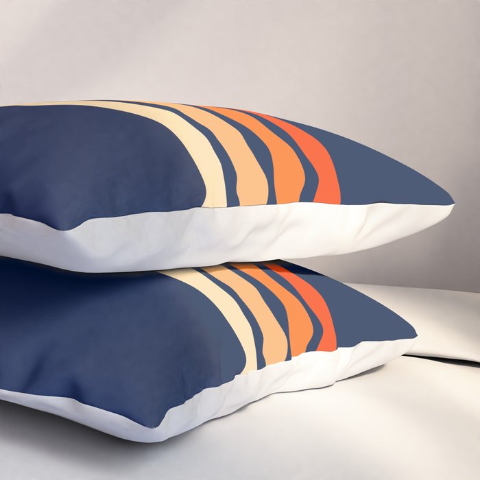 Minimal Orange Abstract Retro Racing Stripes 70s Style - Bluesane Pillow Sham Gallery Image 3