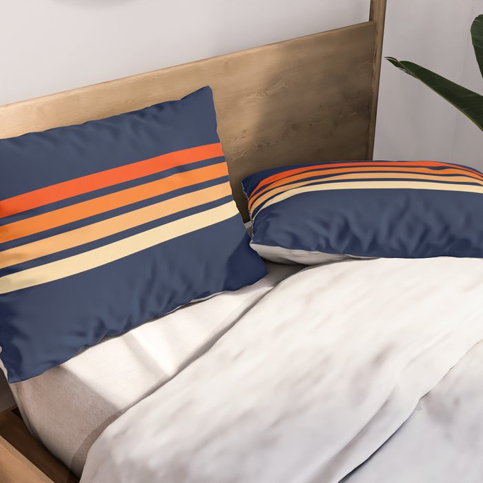Minimal Orange Abstract Retro Racing Stripes 70s Style - Bluesane Pillow Sham Gallery Image 2