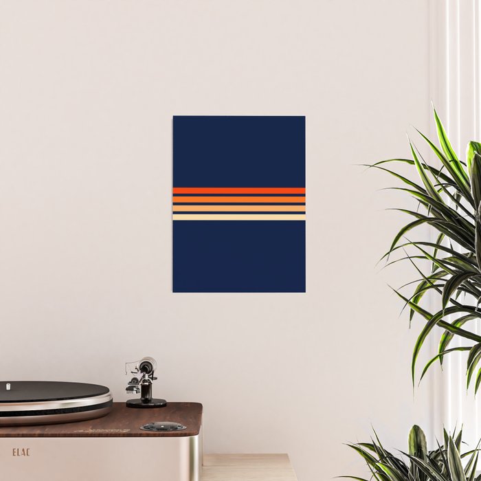 Minimal Orange Abstract Retro Racing Stripes 70s Style - Bluesane Poster Gallery Image 2