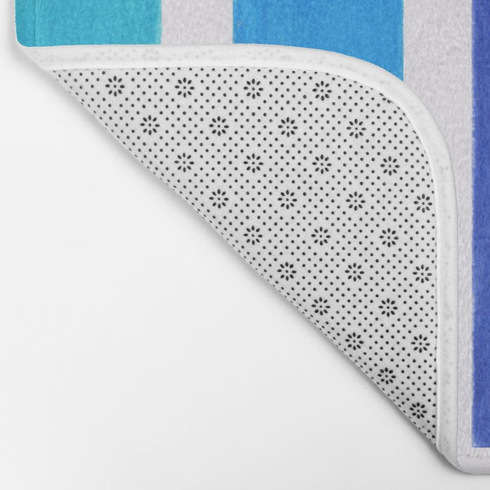 Colorful Blue Stripe Pattern Bath Mat Gallery Image 2