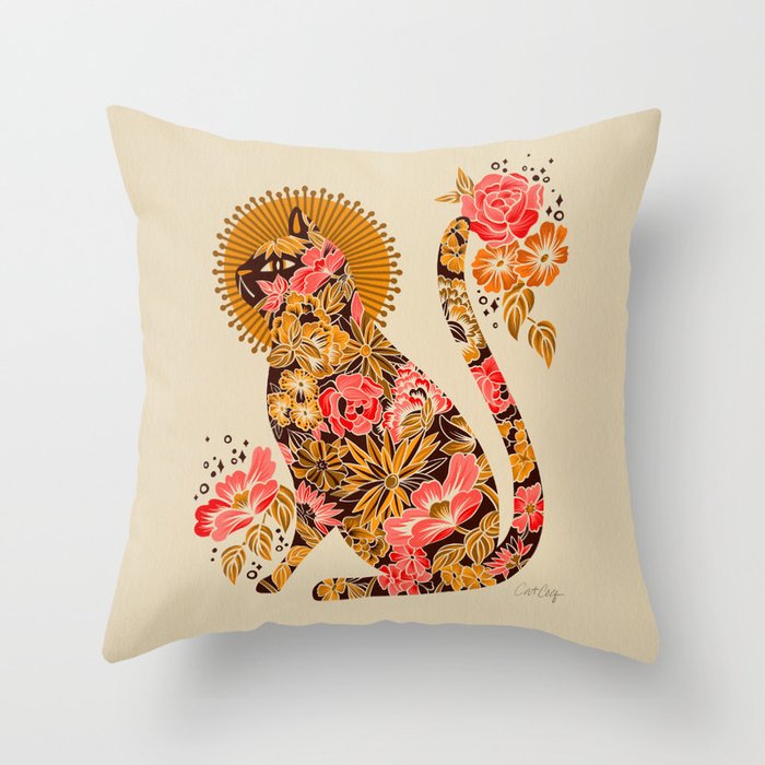 Porcelain Cat - 70s Palette Throw Pillow Gallery Image 6