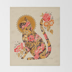 Porcelain Cat - 70s Palette Throw Blanket Gallery Image 2