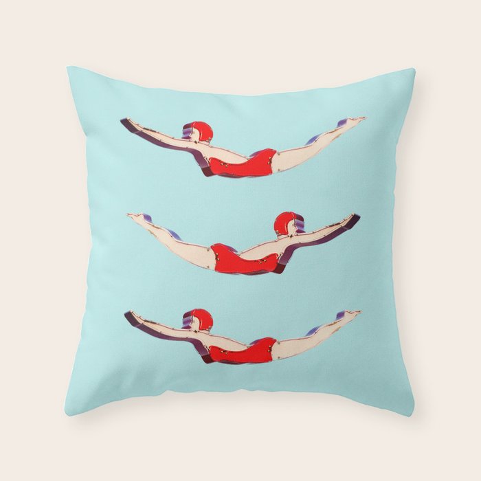 Swimmer Girls Throw Pillow Gallery Image 6