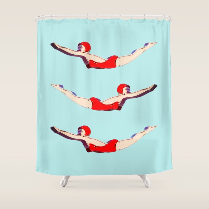 Swimmer Girls Shower Curtain Gallery Image 1