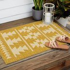 Southwestern Pattern 136 Yellow Outdoor Rug Gallery Image 2