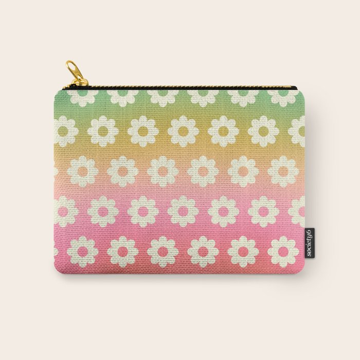 Ombre Rainbow Daisy Pattern Carry All Pouch Gallery Image 1