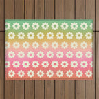 Ombre Rainbow Daisy Pattern Outdoor Rug Gallery Image 1