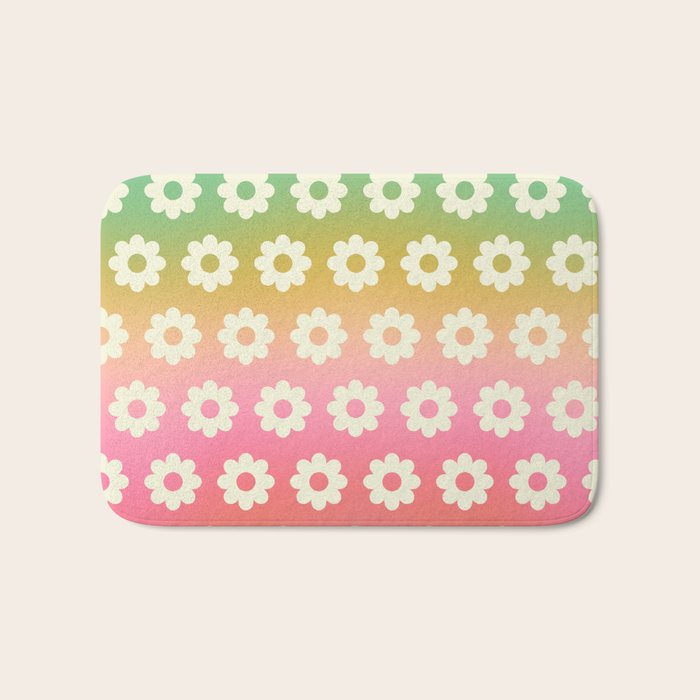 Ombre Rainbow Daisy Pattern Bath Mat Gallery Image 1