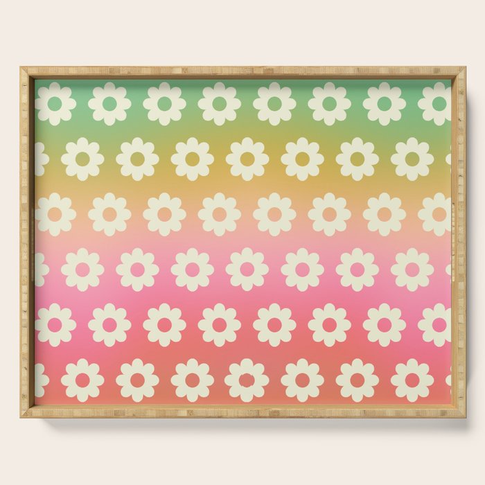 Ombre Rainbow Daisy Pattern Serving Tray Gallery Image 1