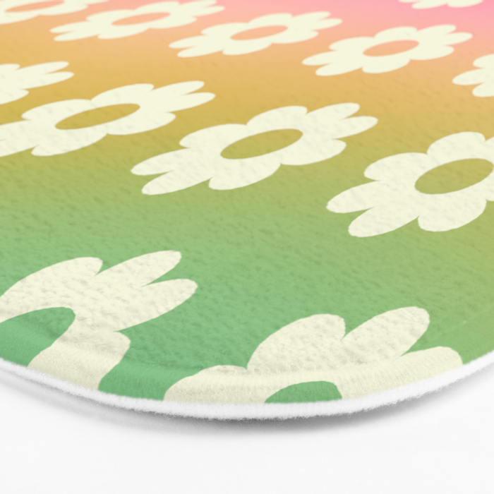 Ombre Rainbow Daisy Pattern Bath Mat Gallery Image 3