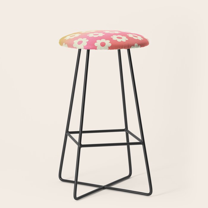 Ombre Rainbow Daisy Pattern Stool Gallery Image 1