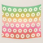 Ombre Rainbow Daisy Pattern Wall Tapestry Gallery Image 4