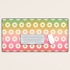 Ombre Rainbow Daisy Pattern Desk Mat Gallery Image 1