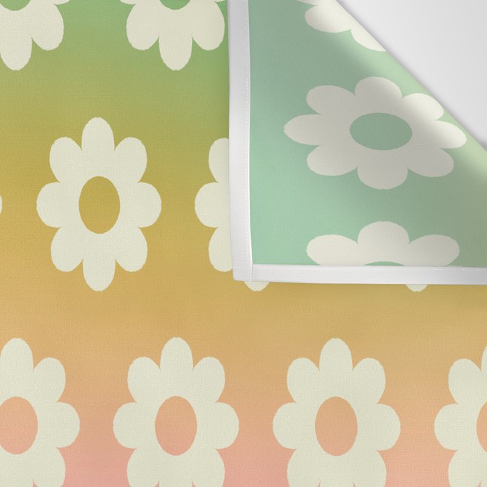 Ombre Rainbow Daisy Pattern Wall Tapestry Gallery Image 3