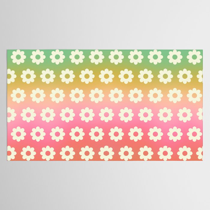 Ombre Rainbow Daisy Pattern Tablecloth Gallery Image 2