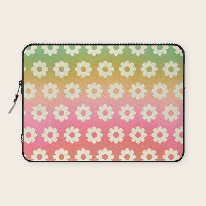 Ombre Rainbow Daisy Pattern Laptop Sleeve Gallery Image 1