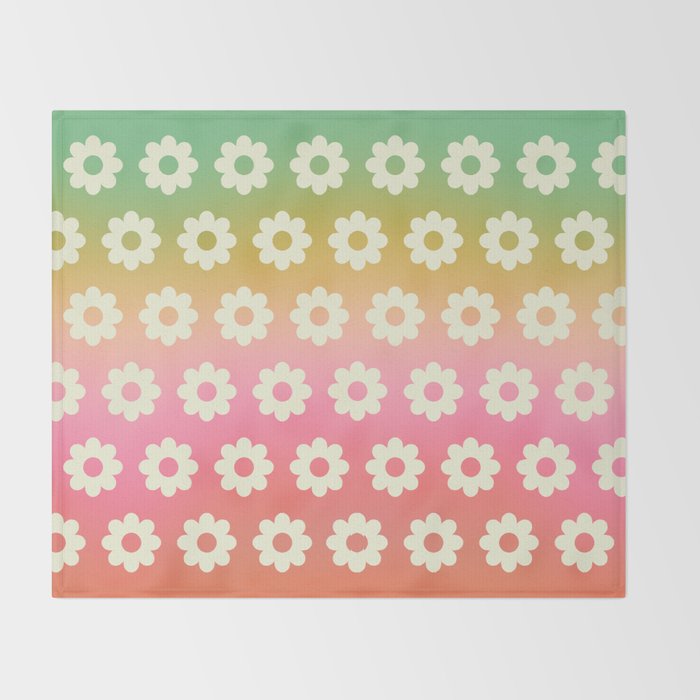 Ombre Rainbow Daisy Pattern Throw Blanket Gallery Image 2