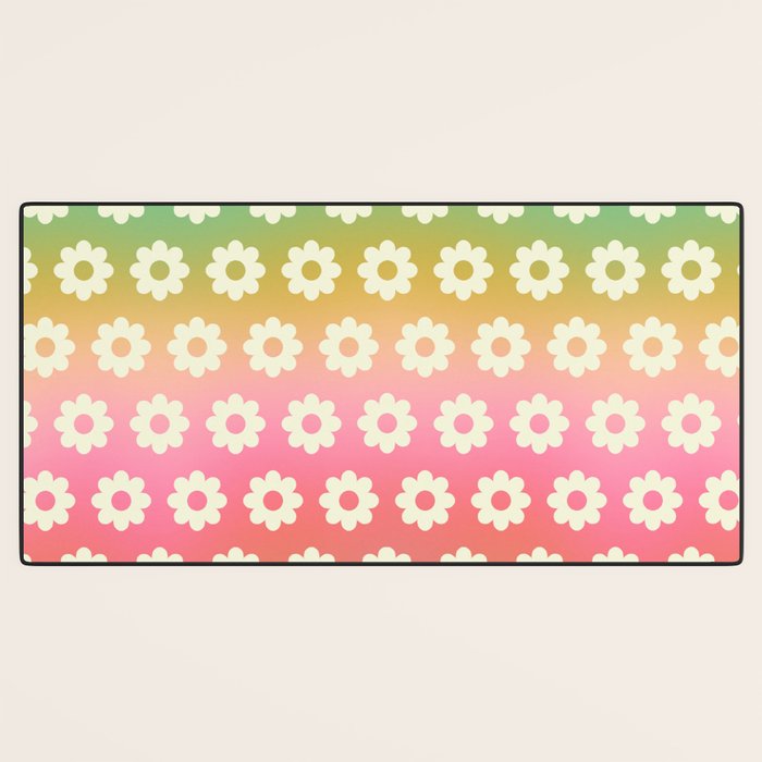 Ombre Rainbow Daisy Pattern Desk Mat Gallery Image 3