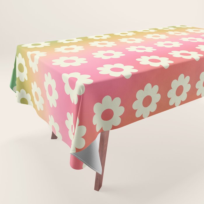 Ombre Rainbow Daisy Pattern Tablecloth Gallery Image 1