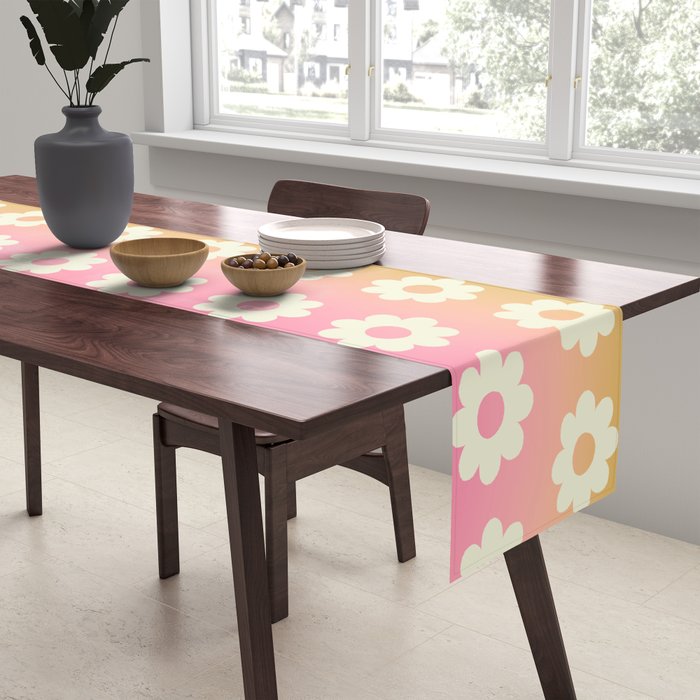 Ombre Rainbow Daisy Pattern Table Runner Gallery Image 2