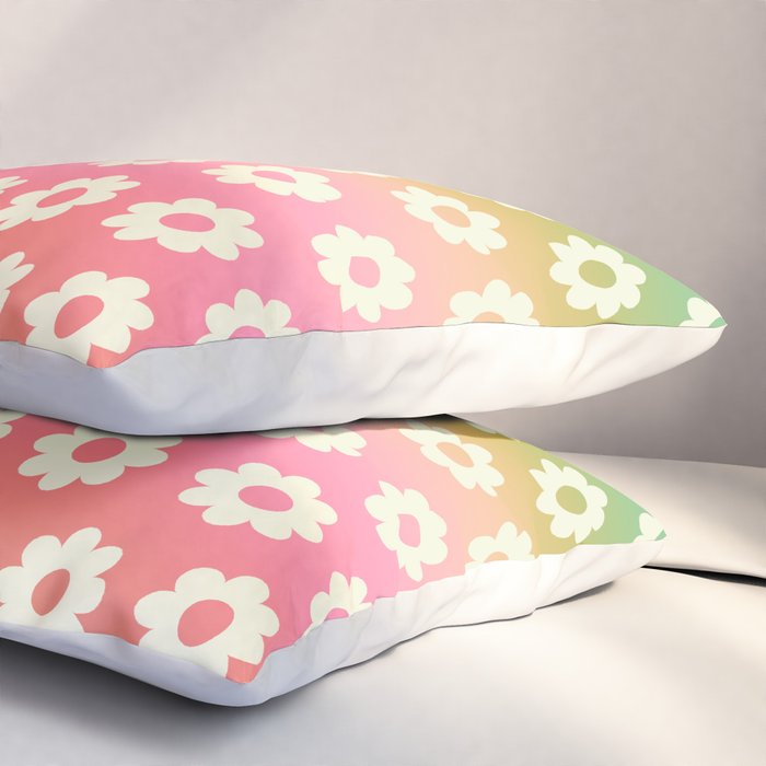 Ombre Rainbow Daisy Pattern Pillow Sham Gallery Image 3