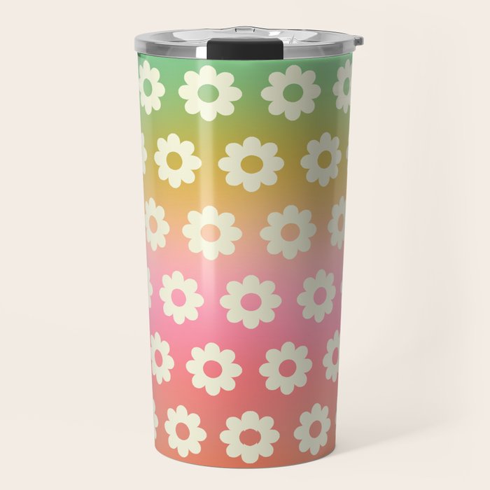 Ombre Rainbow Daisy Pattern Travel Mug Gallery Image 1
