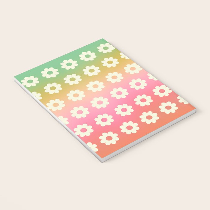 Ombre Rainbow Daisy Pattern Notebook Gallery Image 3