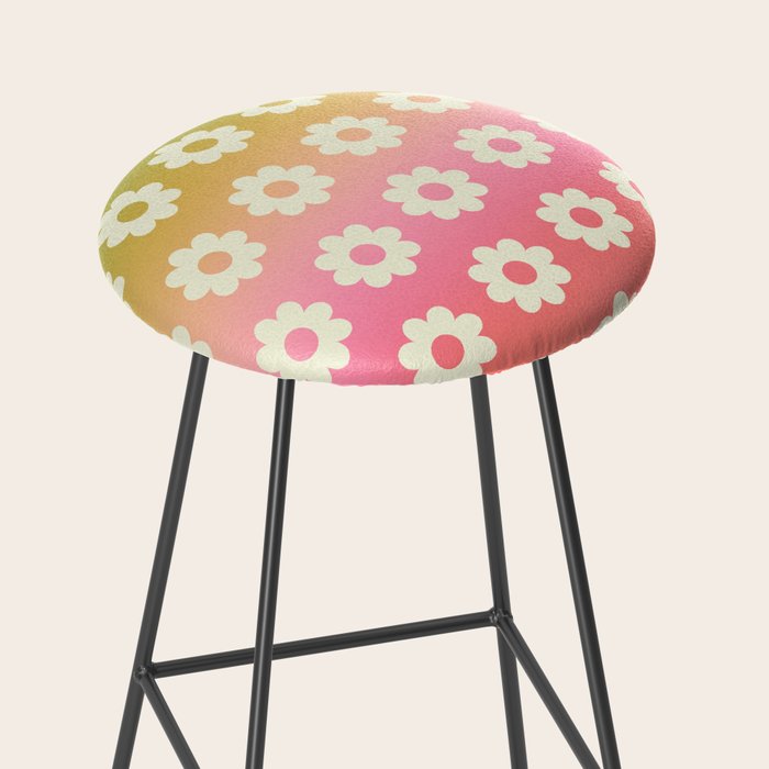 Ombre Rainbow Daisy Pattern Stool Gallery Image 2