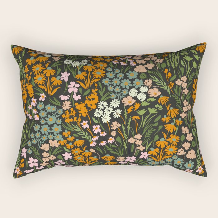 Night in the flowered meadow Rectangular Pillow Gallery Image 2