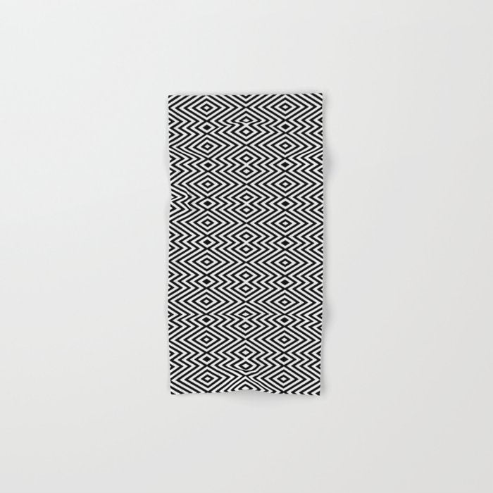 Boho Western Geometric Pattern VIII Black and White Bath Towel Gallery Image 1
