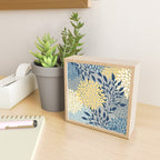 Festive, Floral Prints and Leaves, Yellow, Gray, Navy Blue, Teal Mini Art Print Gallery Image 2