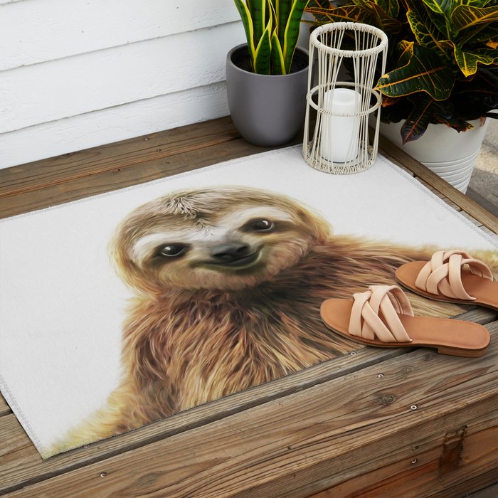 Young Sloth Outdoor Rug Gallery Image 2
