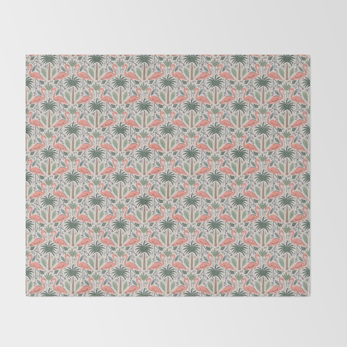 Palm Flamingos Tropical Throw Blanket Gallery Image 2
