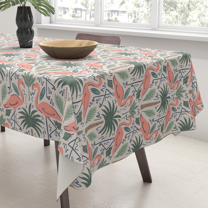 Palm Flamingos Tropical Tablecloth Gallery Image 3
