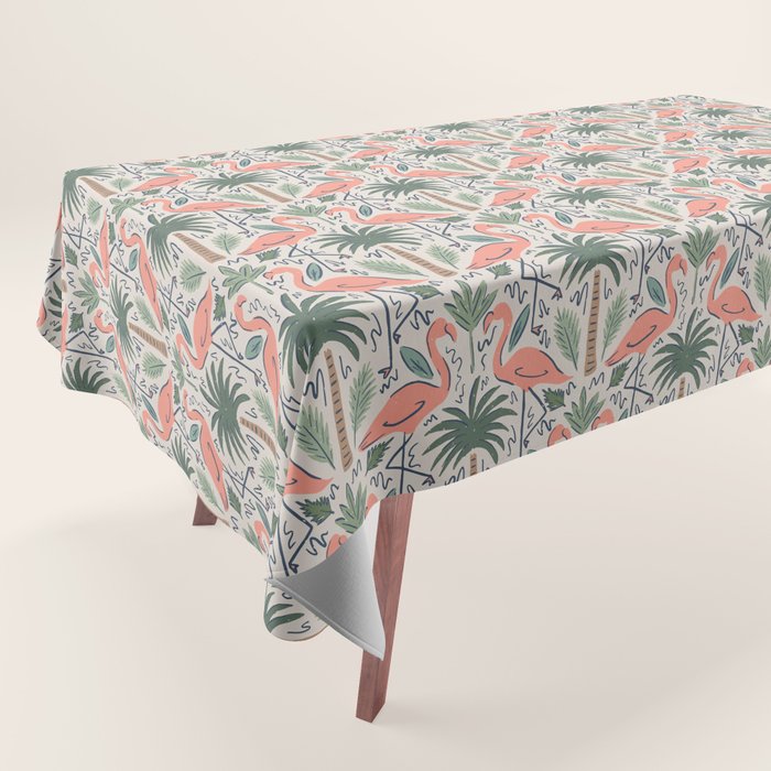 Palm Flamingos Tropical Tablecloth Gallery Image 1
