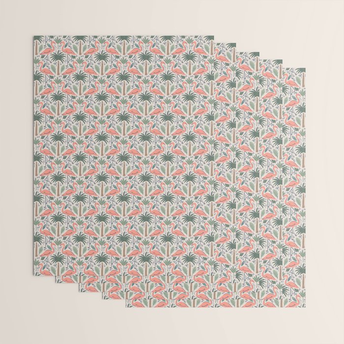 Palm Flamingos Tropical Wrapping Paper Gallery Image 3